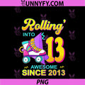 Rollin’ Into 13 Awesome Since 2013 PNG, Bowling 13th Birthday PNG