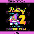 Rollin’ Into 2 Awesome Since 2024 PNG, Bowling 2nd Birthday PNG