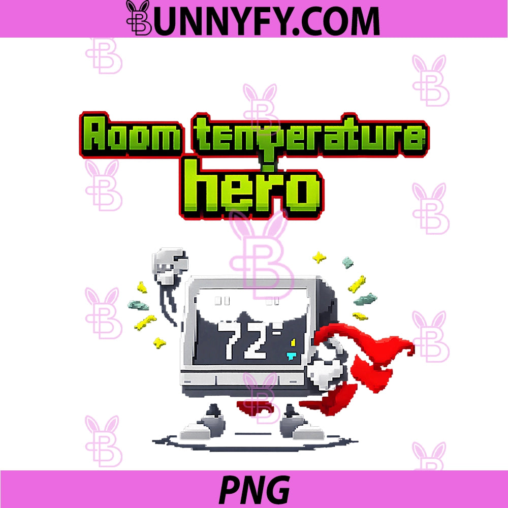 Room Temperature Hero PNG, HVAC Thermostat Humor Pixel Art PNG