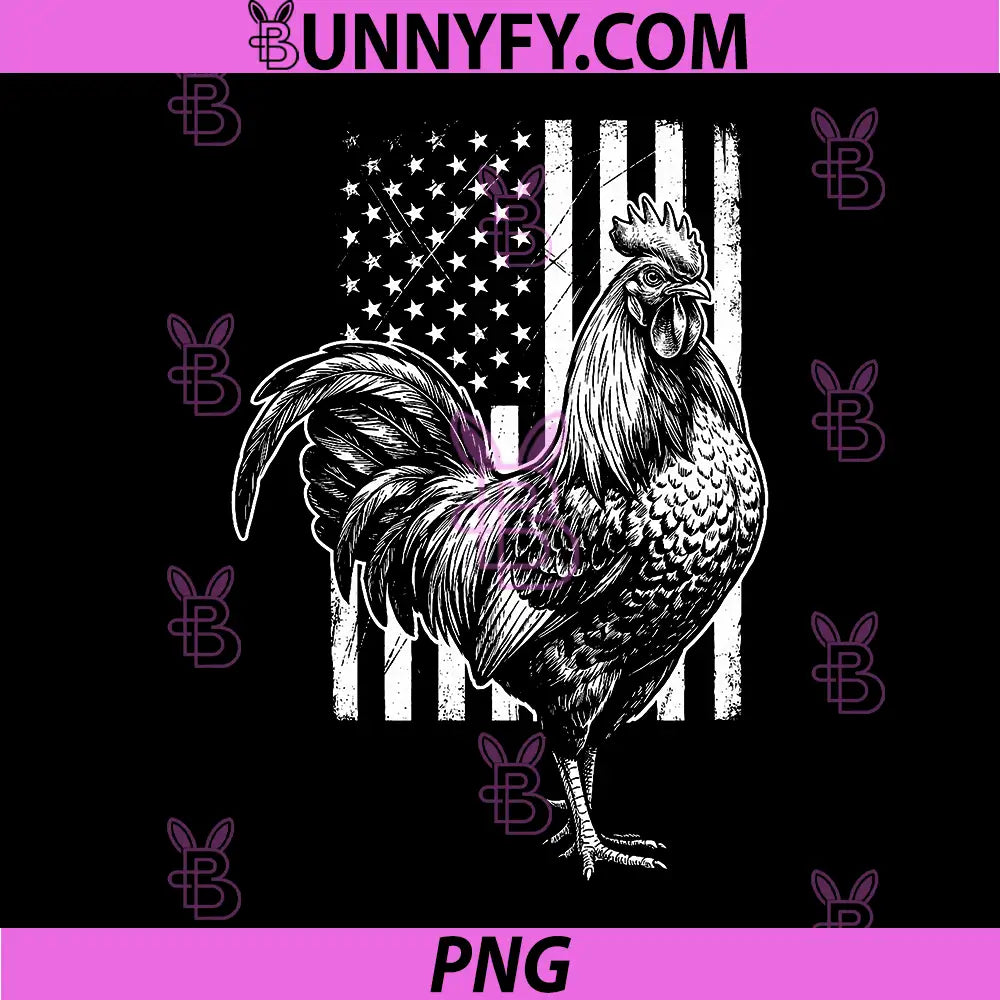 Rooster Patriotic Chicken Farm PNG, American Flag 4th of July USA PNG