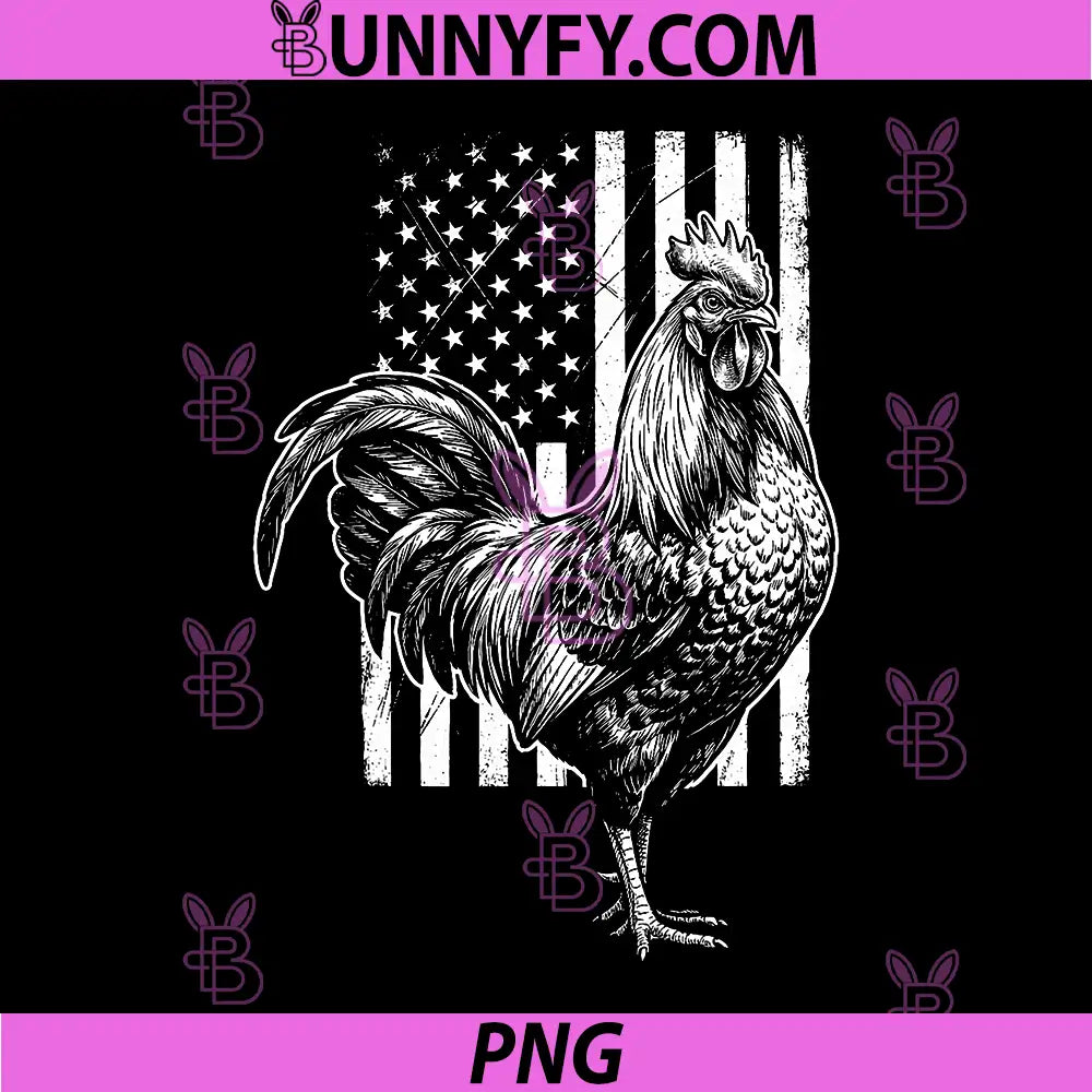 Rooster Patriotic Chicken Farm PNG, American Flag 4th of July USA PNG