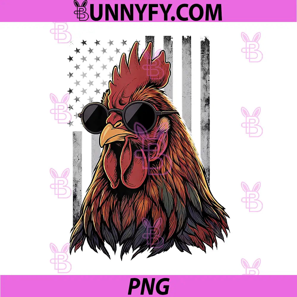 Rooster Patriotic Chicken Farm PNG, American Flag 4th of July USA PNG