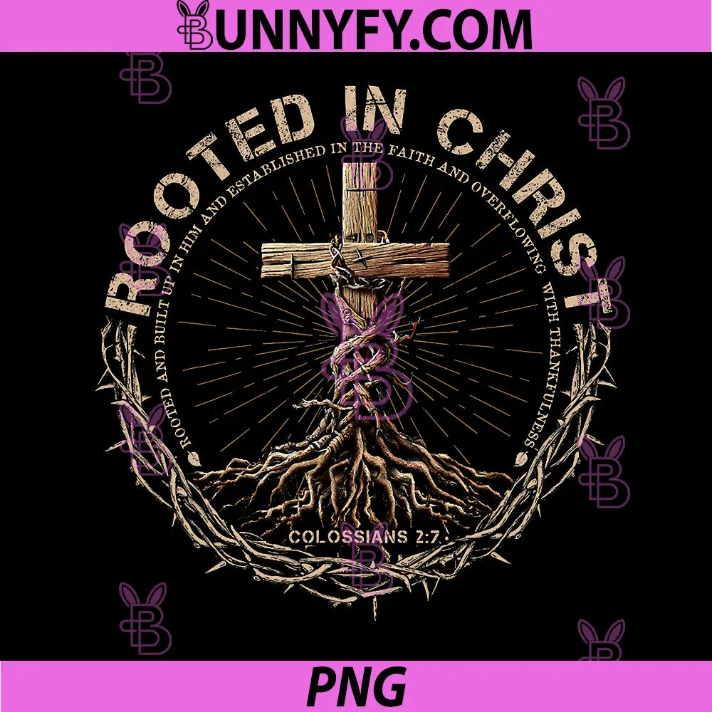 Rooted In Christ Jesus PNG, Christian Cross PNG