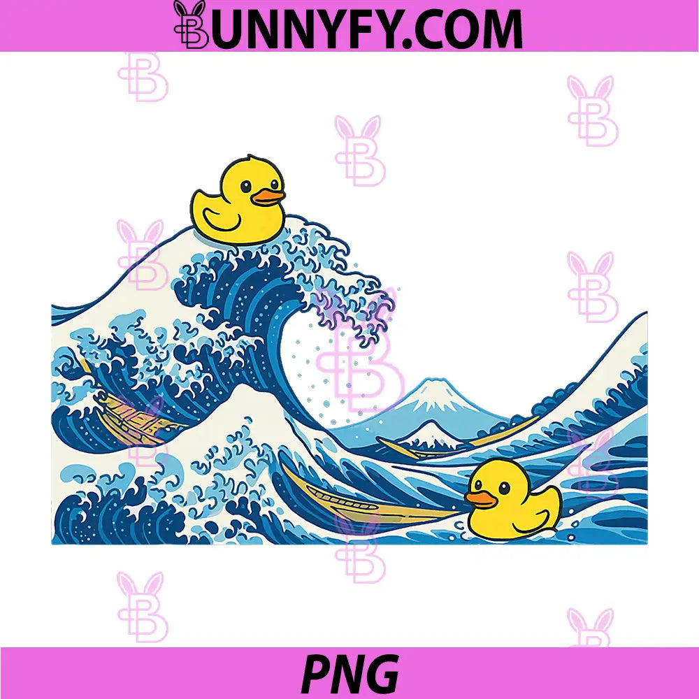 Rubber Duck PNG, Surfing Japanese Wave PNG