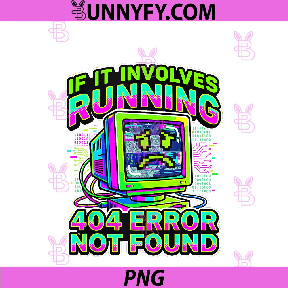 Running 404 Error Not Found Retro PNG, Computer Glitch Art PNG
