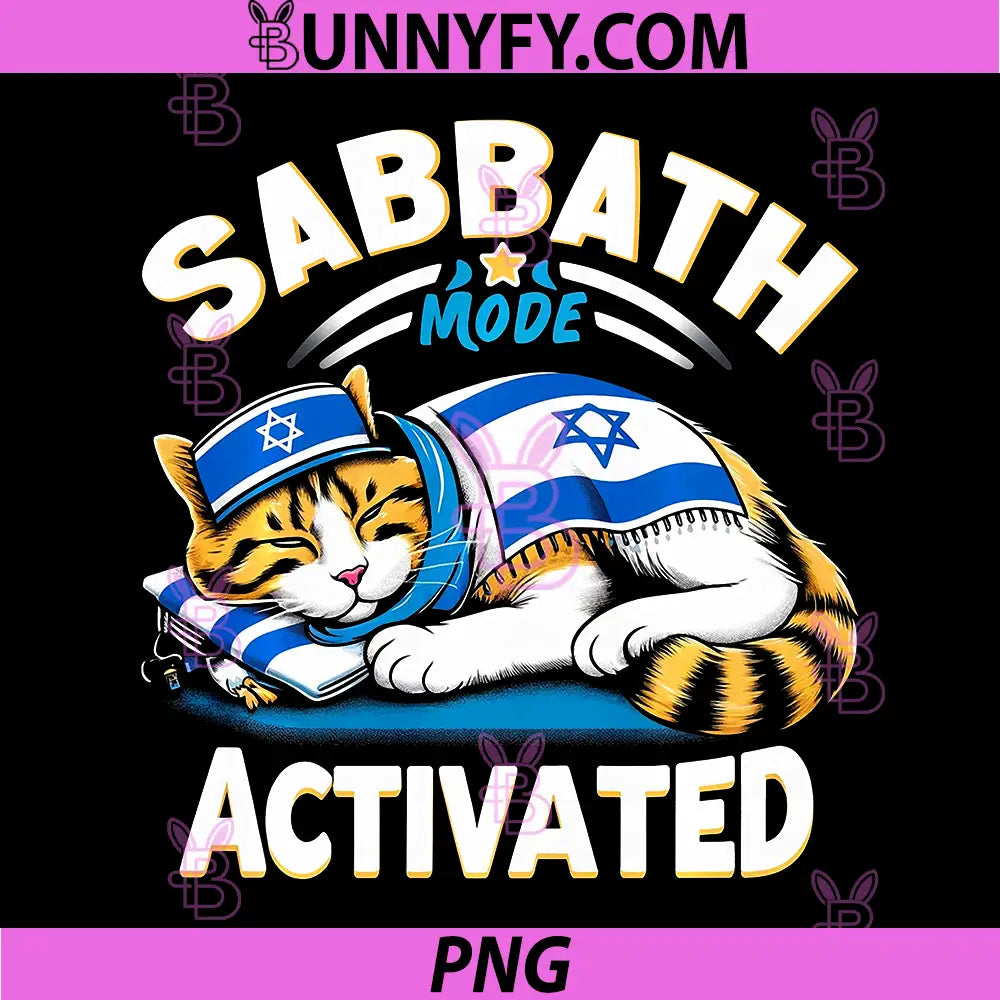 Sabbath Mode Activated PNG, Adorable Jewish Cat Relaxing Kitten PNG