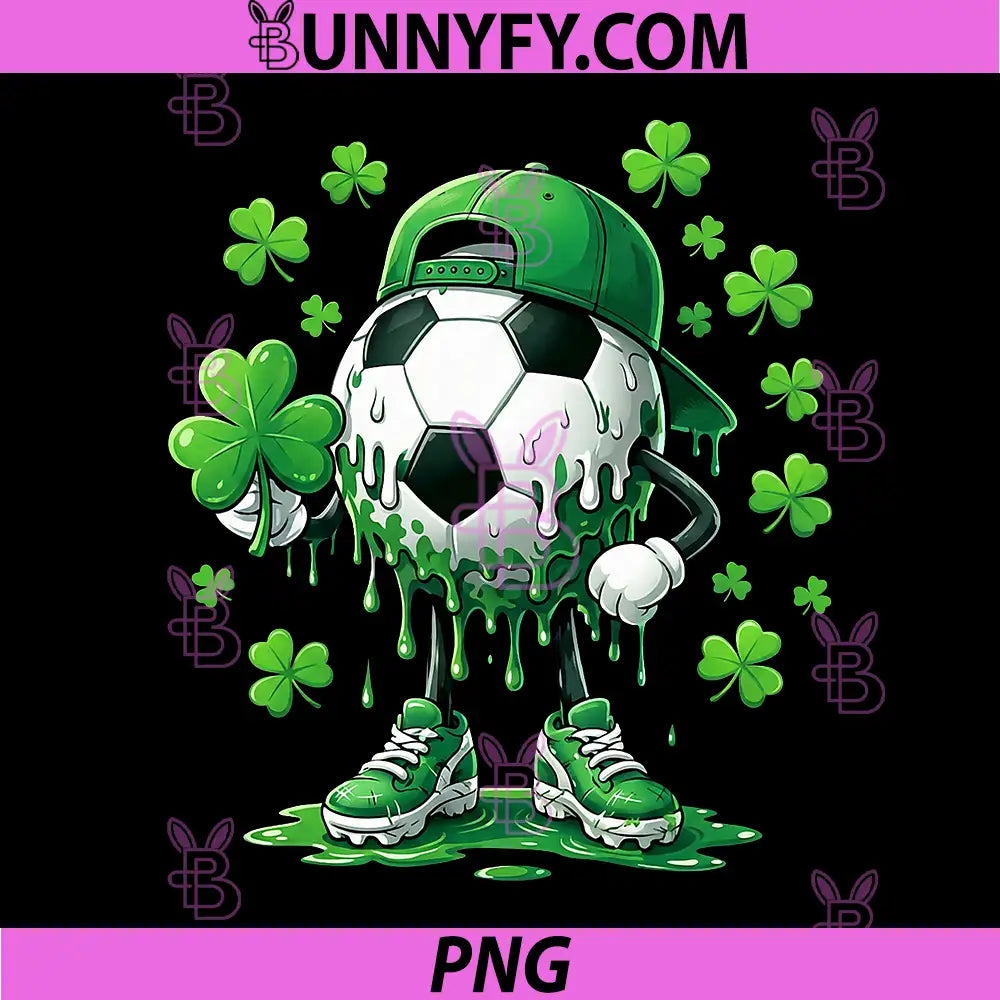 Saint Patrick Soccer Ball PNG, Guy with Clover for Players PNG