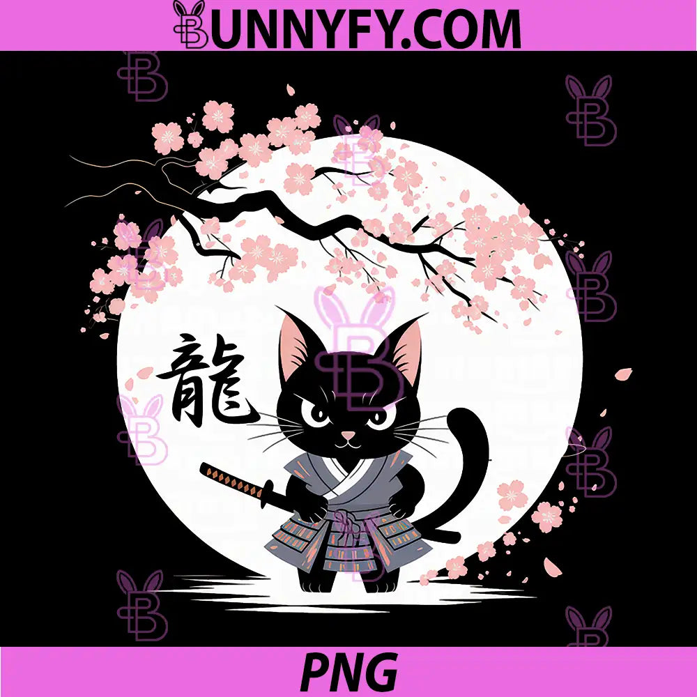 Samurai Cat Vintage PNG, Ukiyo-e Warrior Kanji Japan Anime PNG
