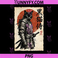 Samurai Cat Warrior Japanese Art PNG, Kawaii Anime Cat Samurai PNG