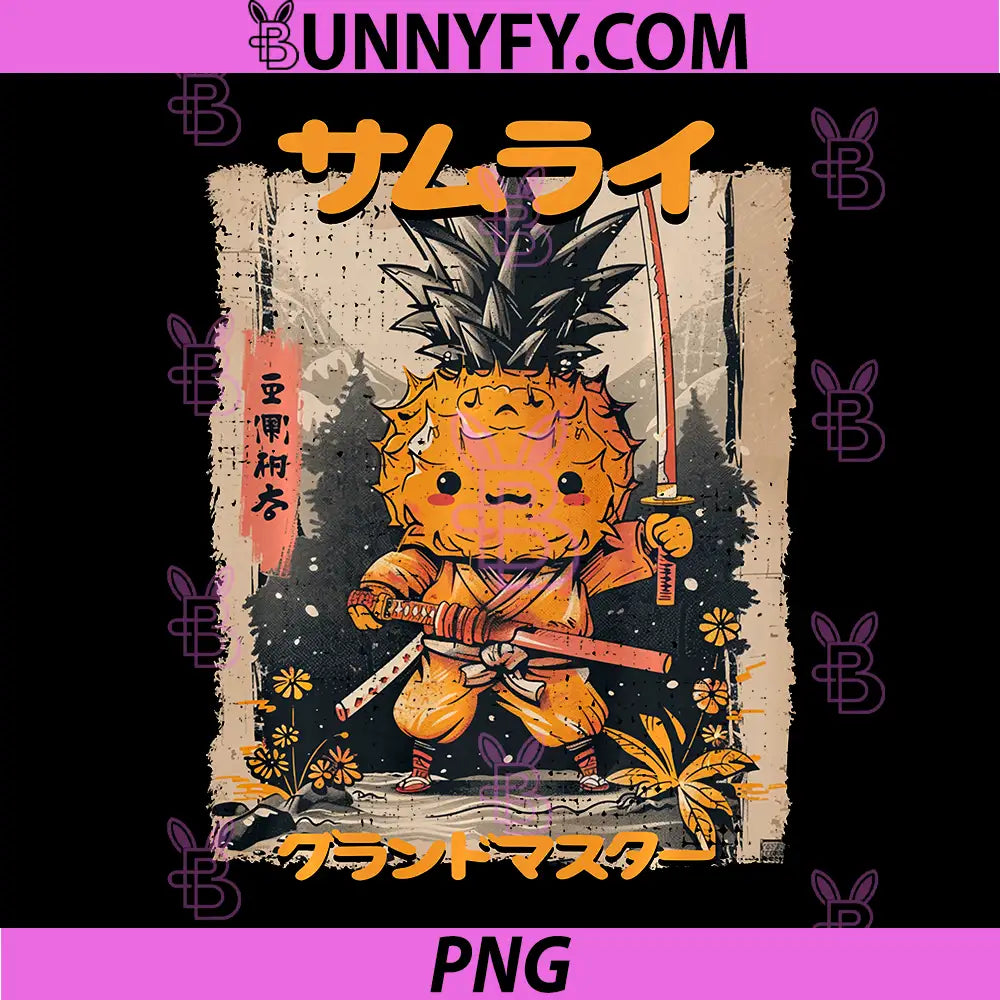 Samurai Pineapple Warrior Old PNG, Ukiyo Artwork Sensei Samurai PNG