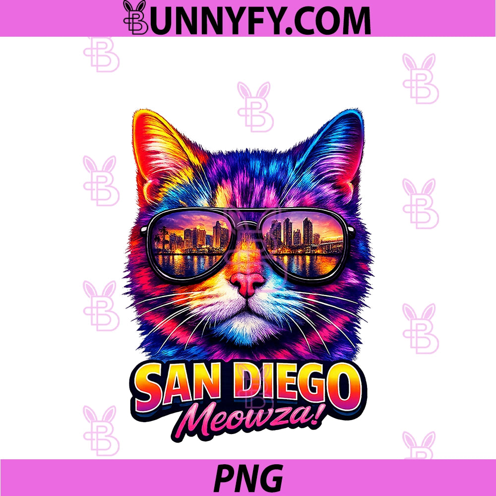 San Diego Cat PNG, Trendy Cool Hip Fun Finest City Sunglasses PNG