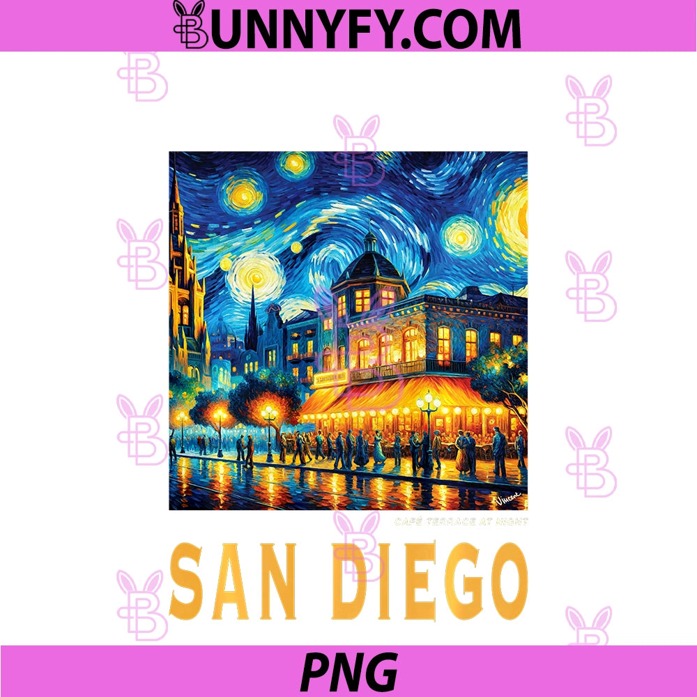 San Diego City California PNG, Van Gogh Inspired Performance PNG