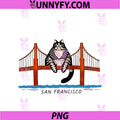 San Francisco Cat Golden PNG, Gate Bridge Book Lover PNG