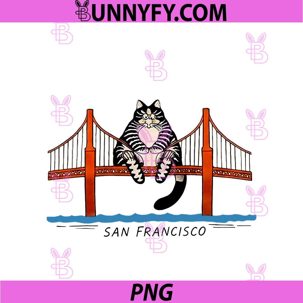 San Francisco Cat Golden PNG, Gate Bridge Book Lover PNG