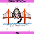 San Francisco Cat PNG, Golden Gate Bridge Book Lover PNG