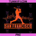 San Francisco PNG, Lovers Skyline Retro Baseball Heartbeat PNG