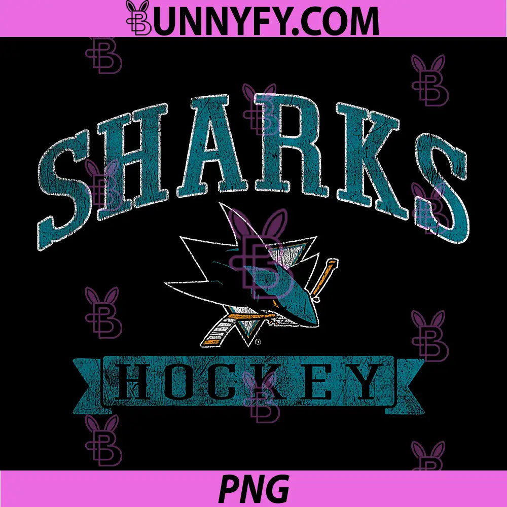 San Jose Sharks Vintage PNG, Hockey Black NHL Officially Licensed PNG