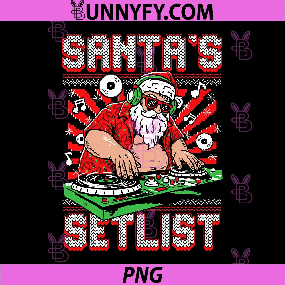 Santa DJ Musician PNG, Santa’s Setlist House Music PNG