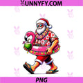Santa Flamingo Christmas In July PNG, Summer Hawaiian PNG