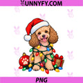 Santa Miniature Poodle Christmas Lights PNG, Funny Dog Lover Xmas PNG