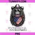 Sasquatch Bigfoot American Flag PNG, Bandana Cool Sunglasses PNG