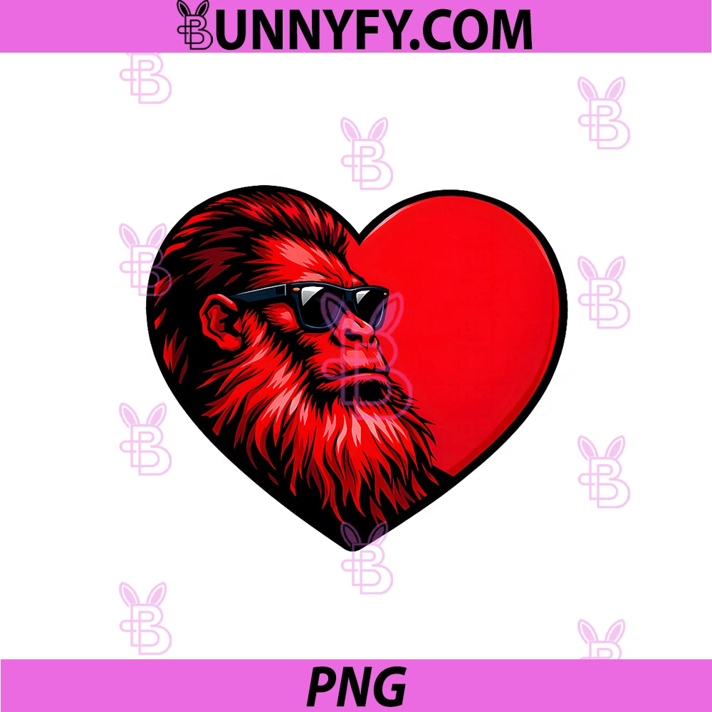 Sasquatch Heart Profile Bigfoot PNG, Valentine Funny PNG