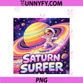 Saturn Surfer PNG, Cute Astronaut Surfing In Outer Space PNG