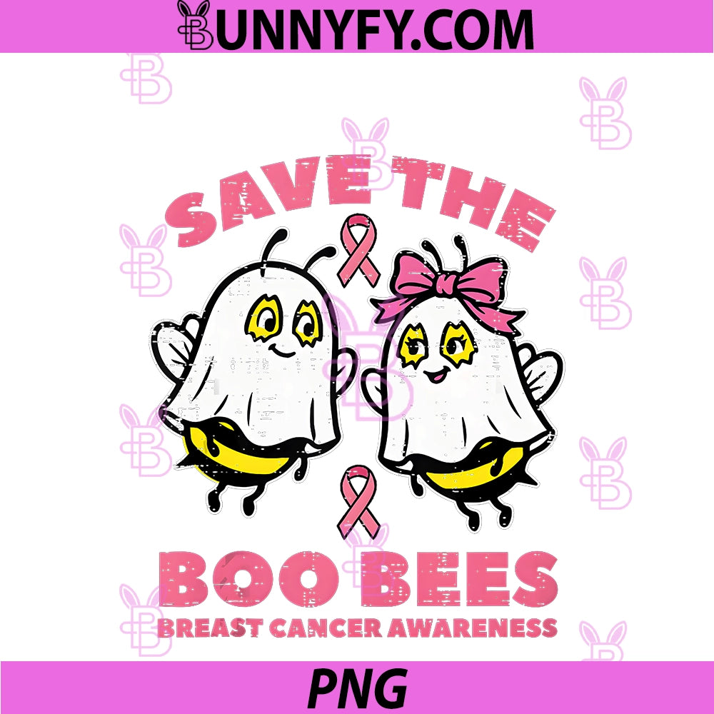 Save The Boo Ghost Bees PNG, Breast Cancer Awareness PNG