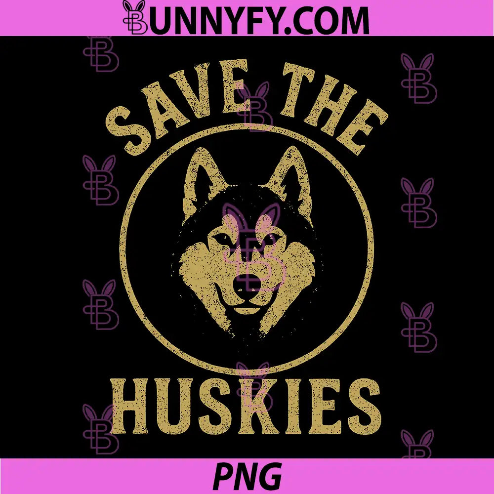 Save The Huskies Wildlife Awareness PNG, Vintage Husky Conservation Art PNG