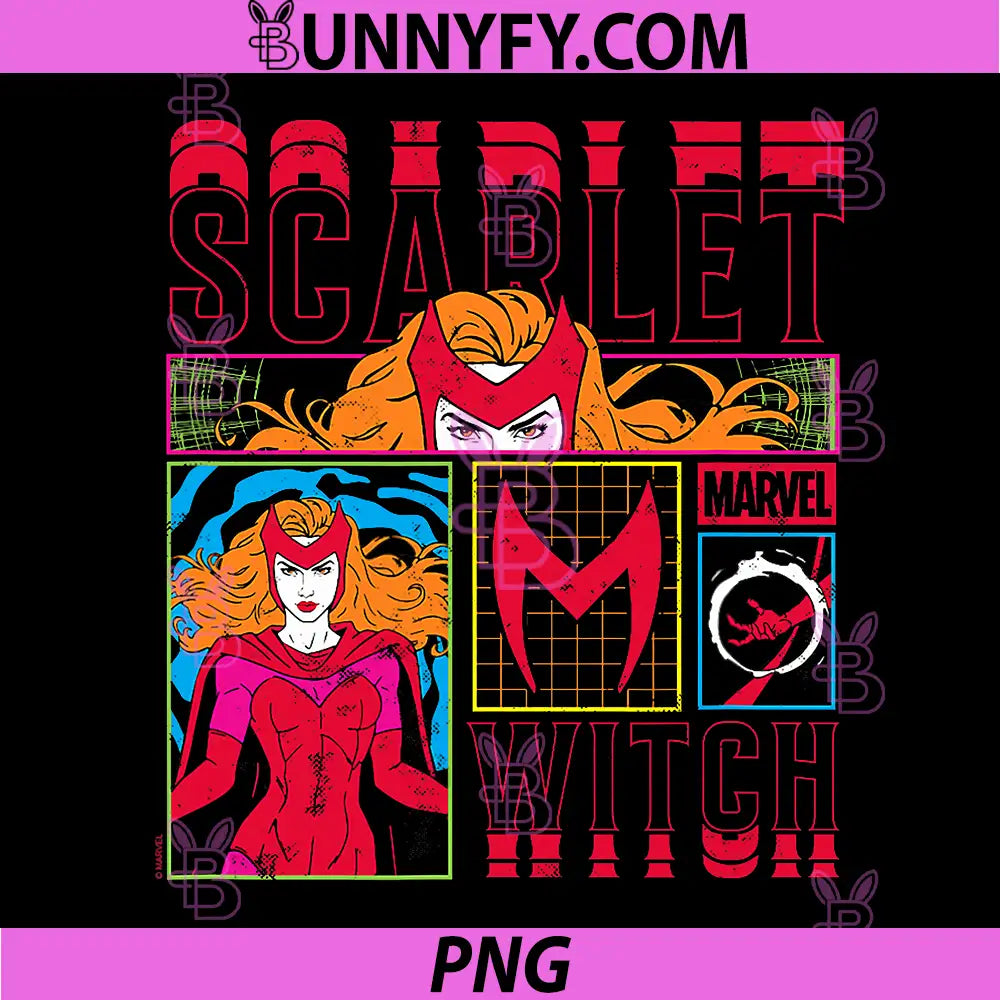 Scarlet Witch Vintage Comic Artwork PNG, Powerful Magic Hero PNG