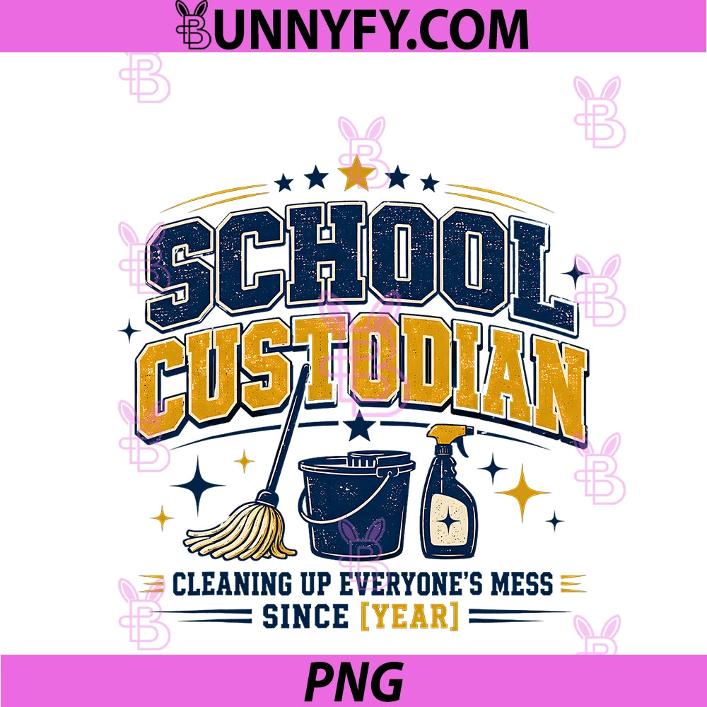 School Custodian Cleaning Up Everyone's Mess PNG, Funny Janitor PNG