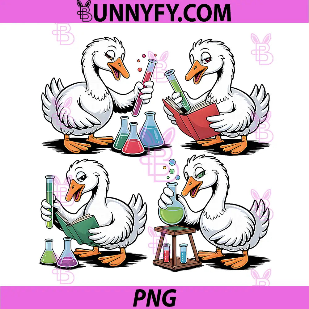Science Geese PNG, Funny Laboratory Goose PNG