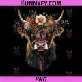 Scottish Highland Cow PNG, Messy Bun Scottish Highlander Cow PNG