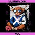 Highland Cow With Scotland Flag Sunglasses PNG, Scottish Cow PNG