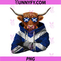 Scottish Highlander Cow PNG, Scotland Flag Highland Cow PNG