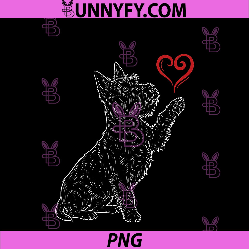 Scottish Terrier Lover Dog PNG, Art Holding Heart Valentines PNG