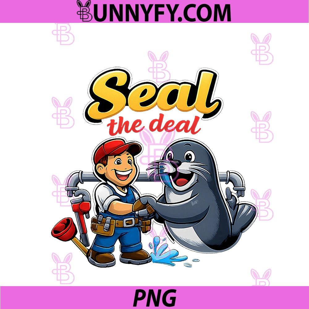 Seal The Deal PNG, Plumber Pipe Pun Handshake Graphic PNG