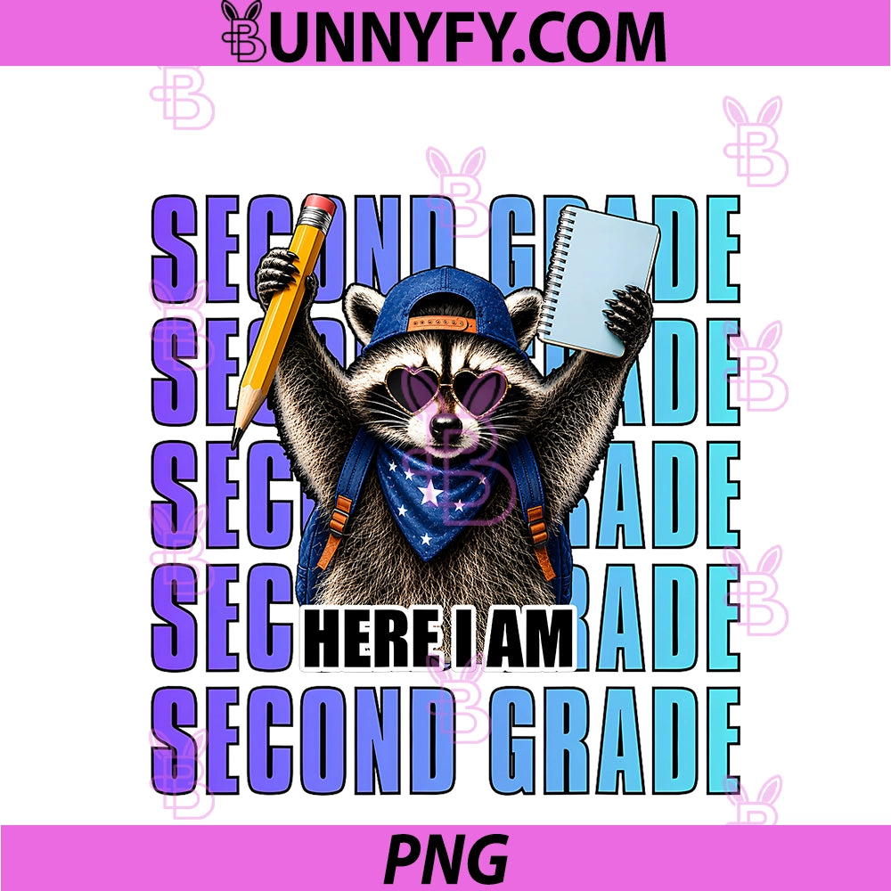 Second Grade First Day Of School PNG, Raccoon 2nd Grade Teacher PNG