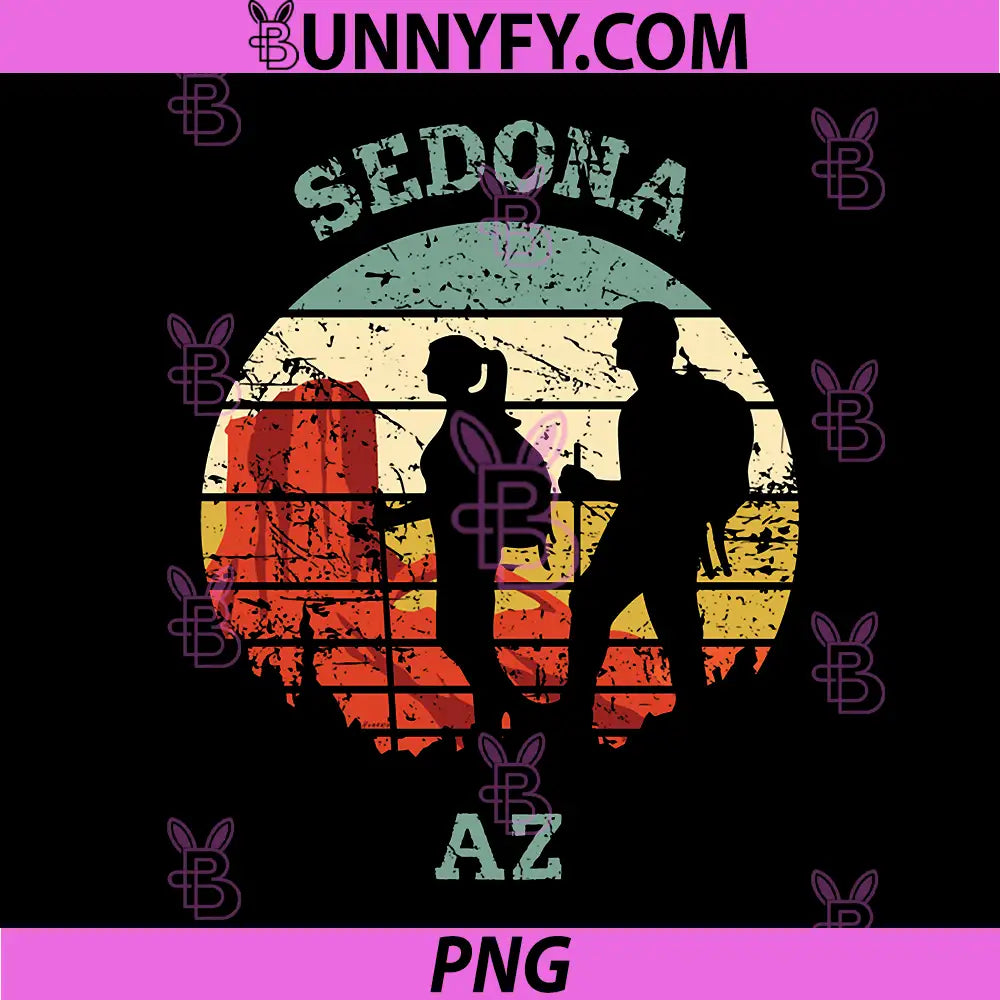Sedona AZ Hiking Vintage PNG, Retro Sunset Distressed Design PNG