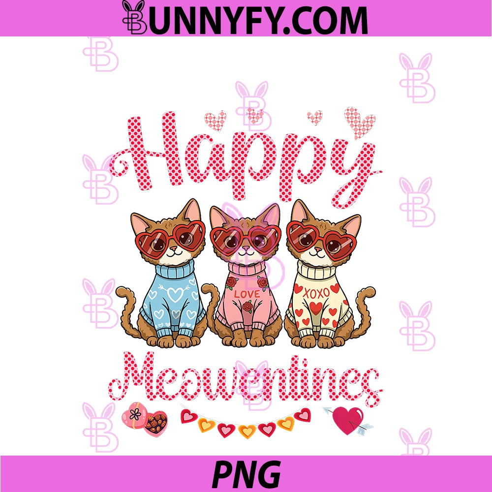 Selkirk Rex Cat Happy Meowentines PNG, Funny Valentine Dad Mom PNG