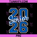 Senior 2026 Graduation PNG, Varsity Blue White On The Back PNG