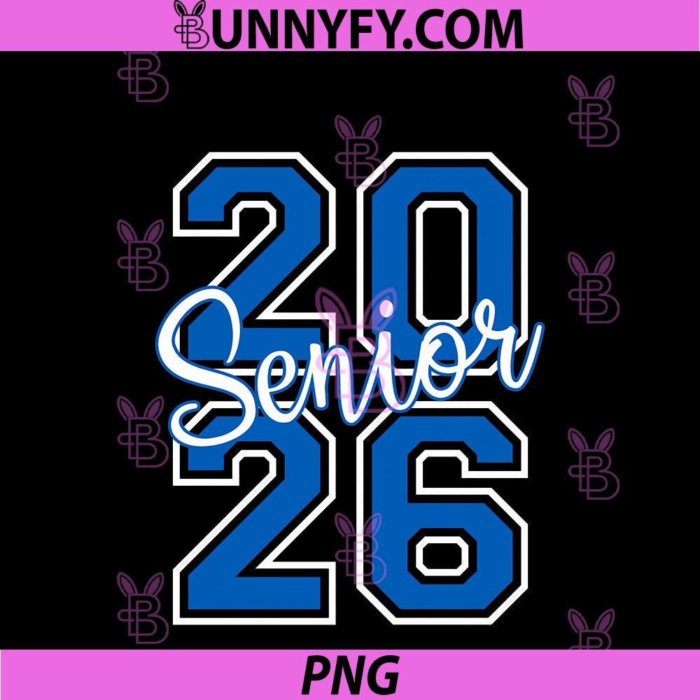 Senior 2026 Graduation PNG, Varsity Blue White On The Back PNG