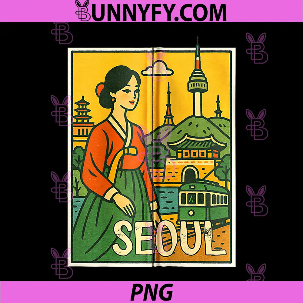 Seoul Korea Retro PNG, Comic Traveling Meet Me In Seoul Trip PNG