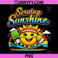 Serving Sunshine PNG, Pickleball Retro Rainbow Sun PNG