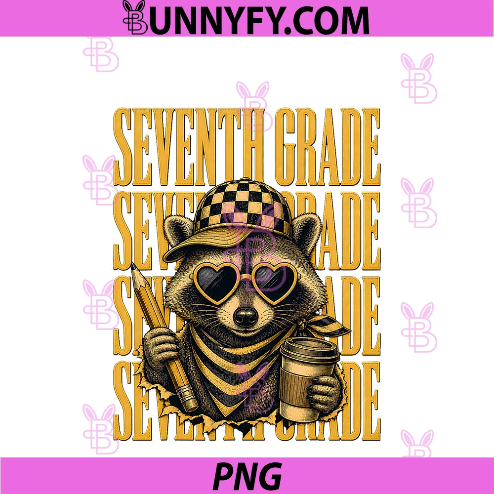 Seventh Grade PNG, Teacher Raccoon Back To School Gift PNG