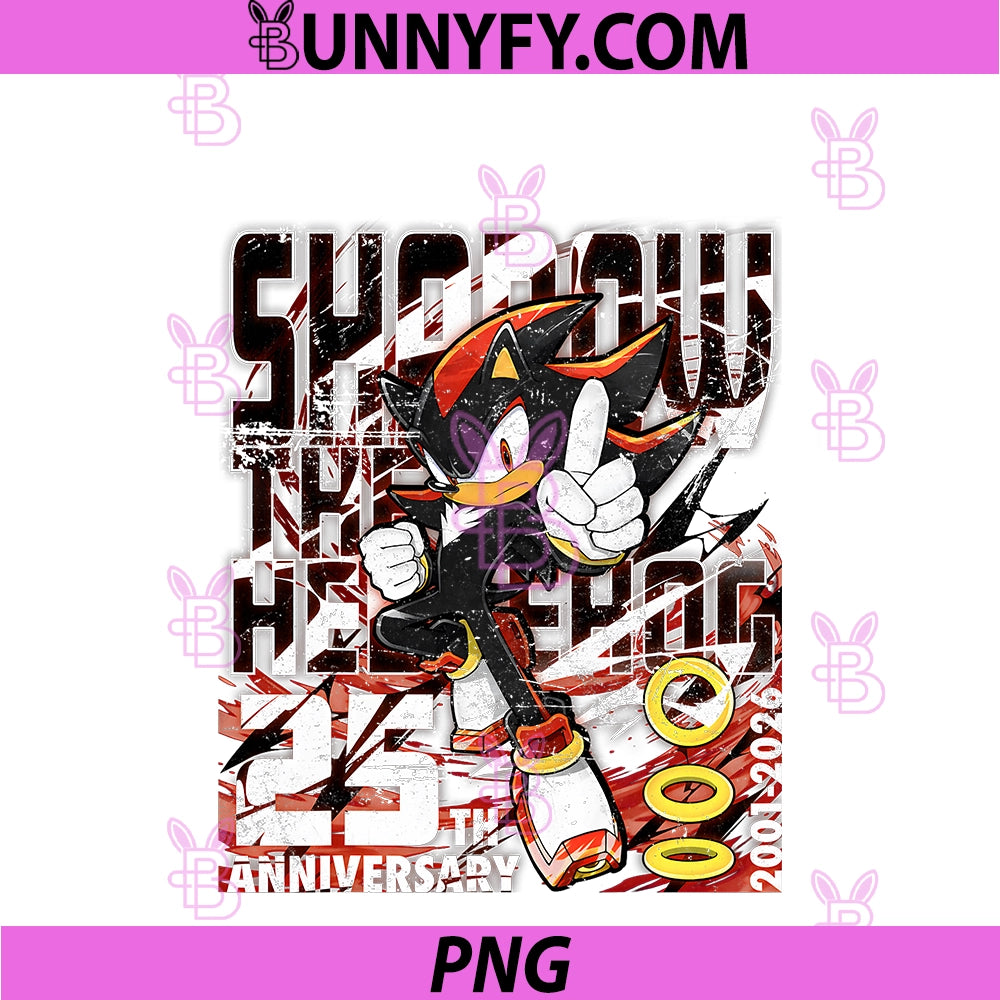 Shadow The Hedgehog 25 Years PNG, Anniversary Distressed Vintage PNG