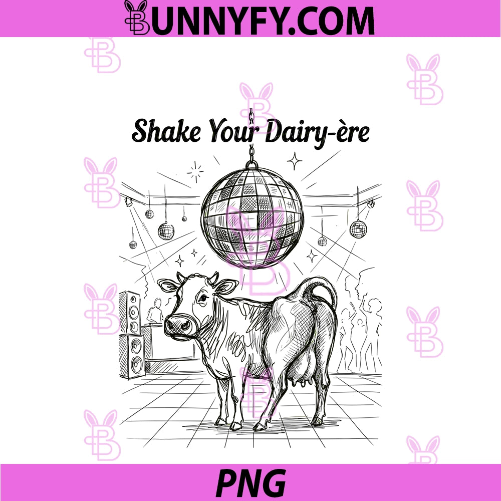 Shake Your Dairy-Ere PNG, Dancing Cow Disco Farmer PNG