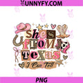 She Is From Texas I Can Tell PNG, Leopard Print Western Cowgirl PNG