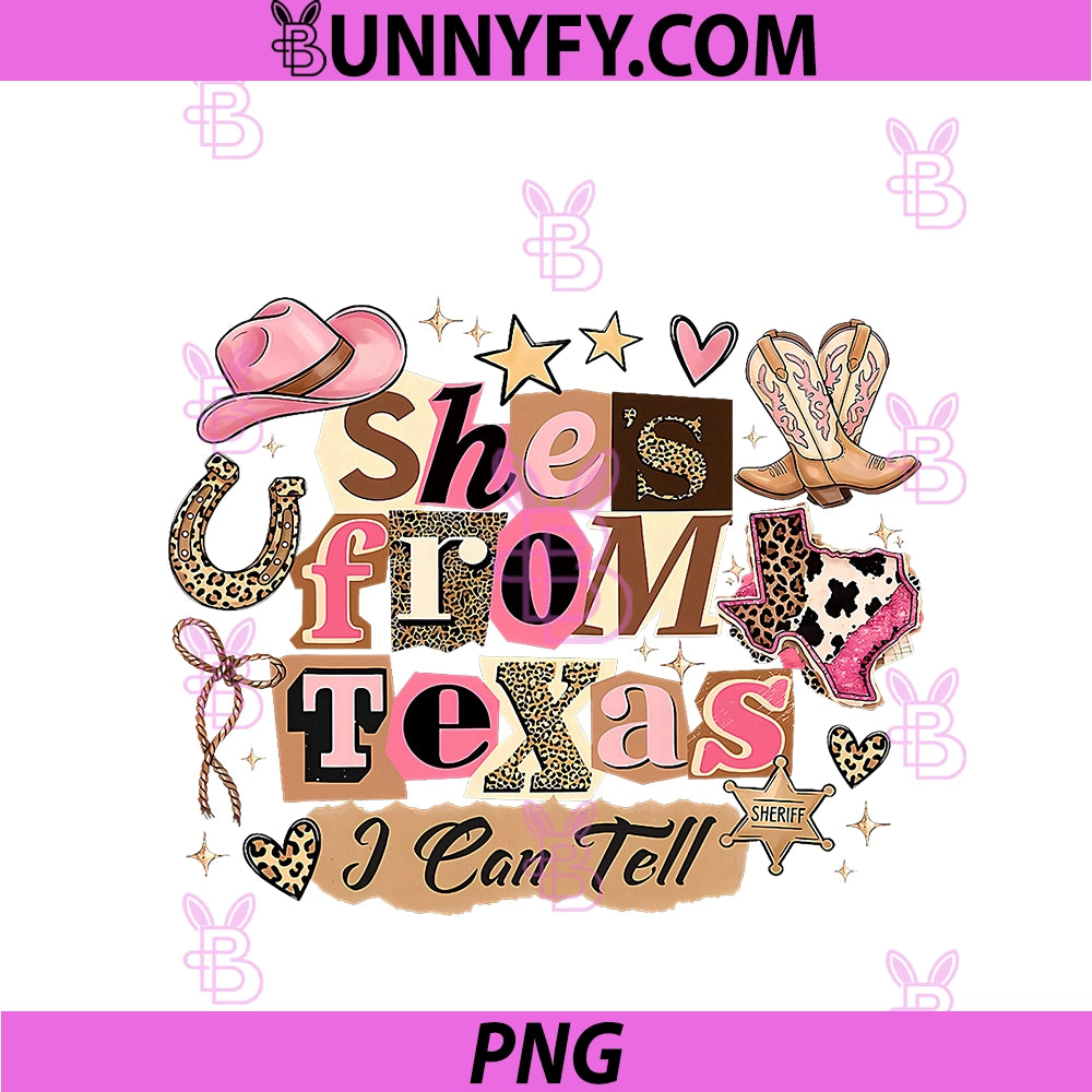 She Is From Texas I Can Tell PNG, Leopard Print Western Cowgirl PNG