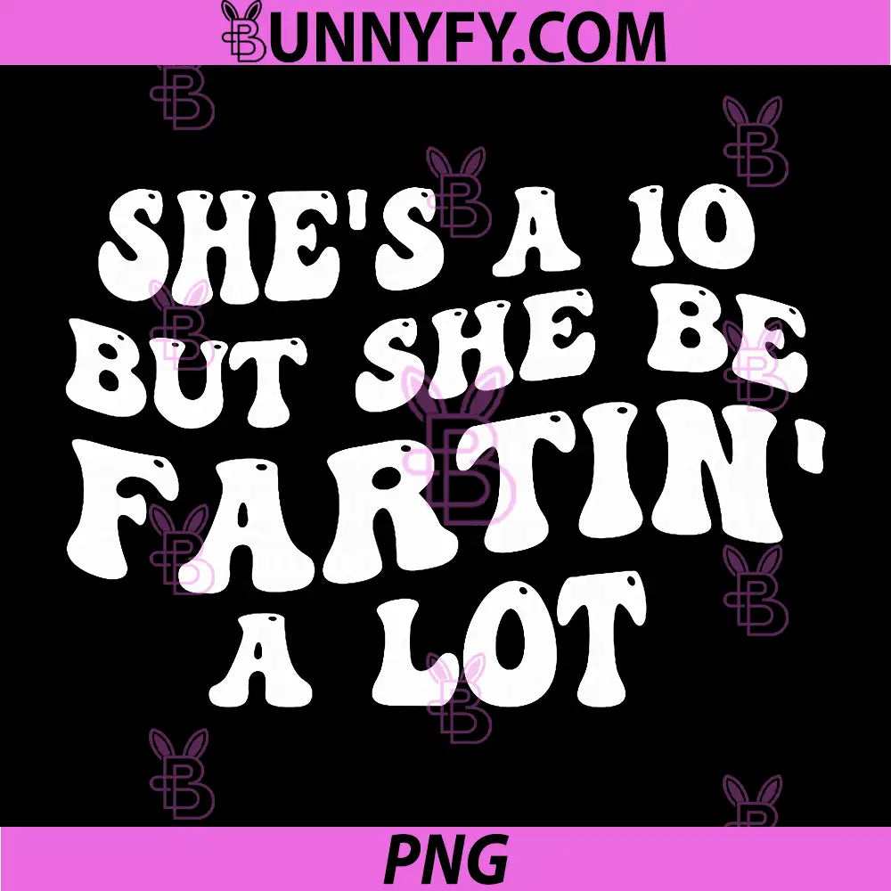 She's A 10 But She Be Fartin' A Lot PNG, Funny Saying Quote PNG